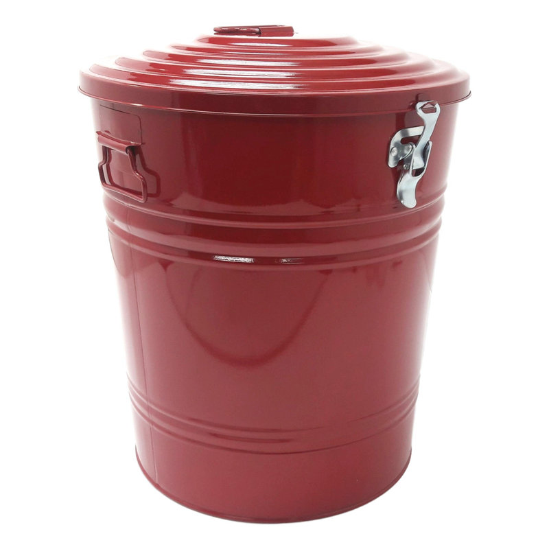Bac de recyclage en acier émaillé galvanisé, rouge, H 19 po x l 15 po x P 15 po