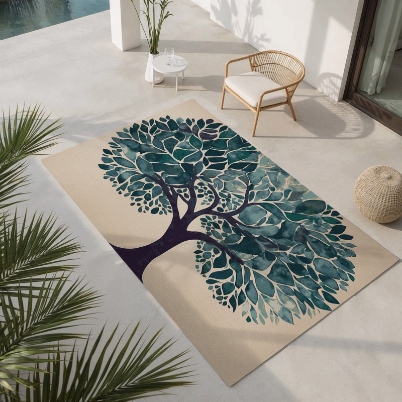 Tapis intérieur et extérieur Shadowed Glade, Rectangulaire 3 pi x 5 pi