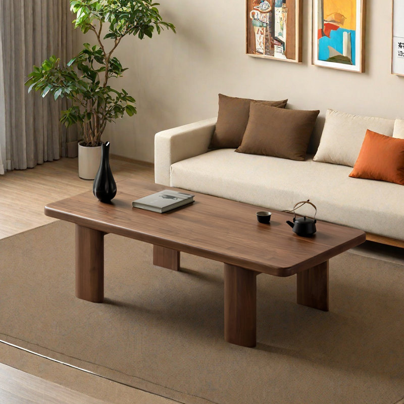 Zen-style rectangular solid wood coffee table