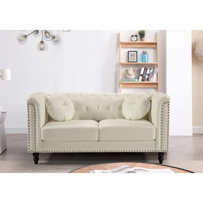 Gorney 64.17" Faux Leather Tuxedo Arm Loveseat by Three Posts