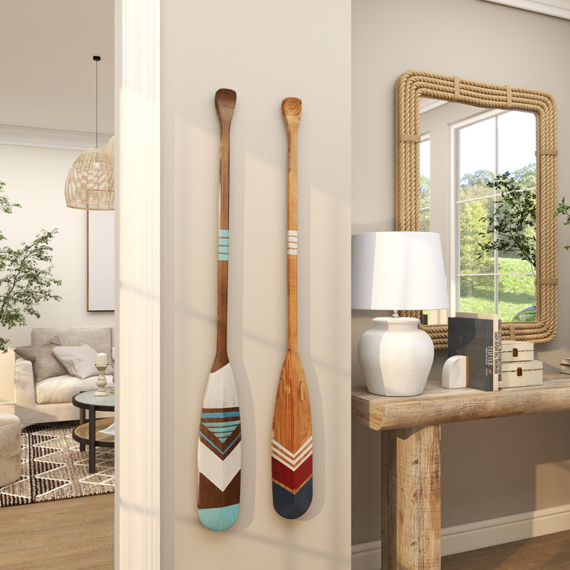 Wood Novelty Canoe Oar Paddle Home Wall Decor with Arrow and Stripe Patterns