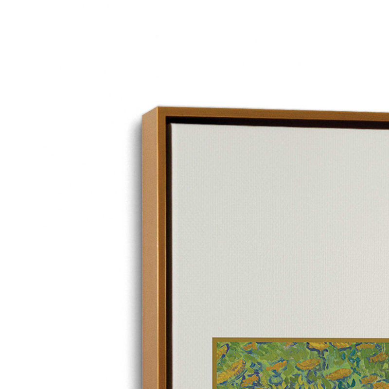 Van Gogh's Irises v3, H 12,75 po x l 8,75 po, Cadre flottant or poli