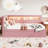 Upholstered Twin Size Platform Bed with USB Ports and LED Belt, With Trundle-105490366