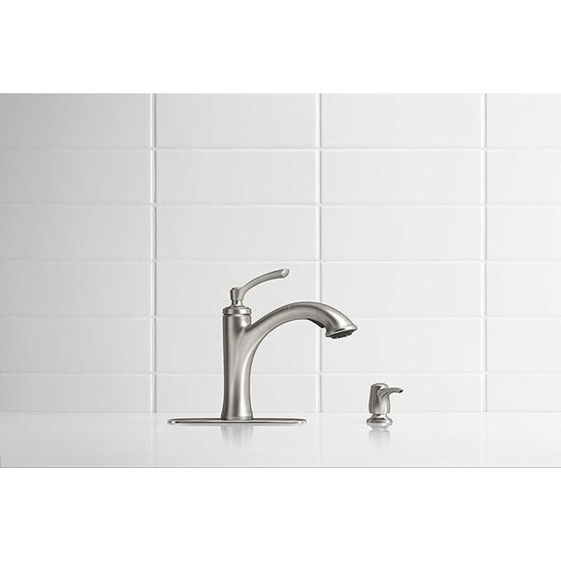 Robinet d'évier de cuisine Kohiston K-R16399-SD-VS Elliston, acier inoxydable vibrant