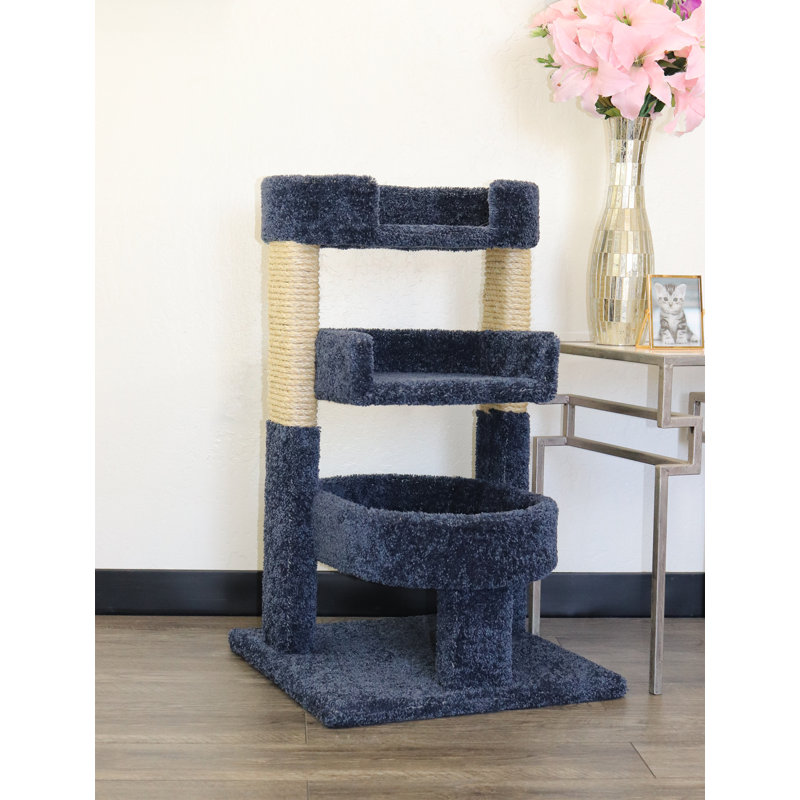 Nouveau perchoir pour chat à plusieurs niveaux avec poteaux à griffer, bleu