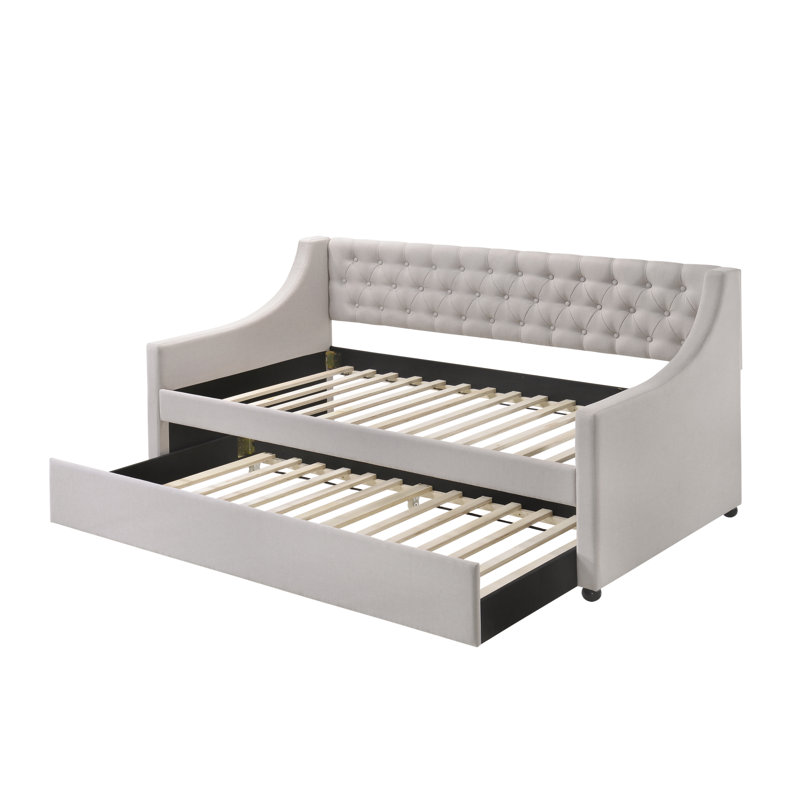 Lianna Fog Fabric Daybed W/Trundle (Twin), Fog, Twin