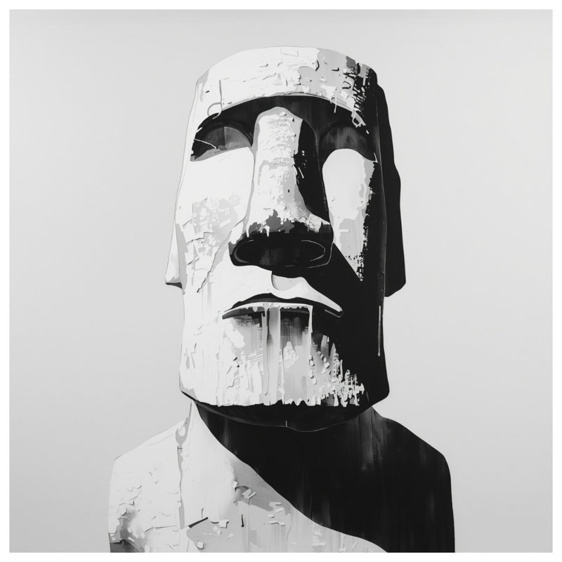 Housses de couette Moai Statue Illustration, Queen