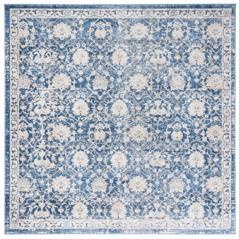 Aubie Fifi Oriental Navy/Creme Rug, Square 6'7"