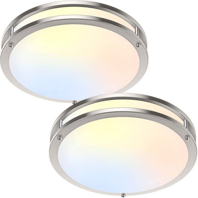36W LED Ceiling Lights 3600lm Super Bright, Dimmable Flush Mount Light Fixtures 6500K/5000K/4000K/3000K/2700K Adjusted Modern Ceiling Lights, 13 Inch Ceiling Lamps for Bedroom Kitchen, Nickle, 2 Pack