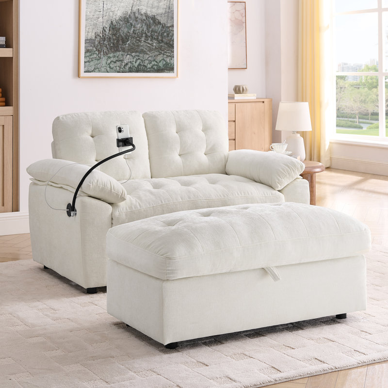 Canapé inclinable moderne avec repose-pieds double beige