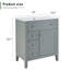 Meuble-lavabo en bois massif avec lavabo sous-comptoir en céramique - Glissières de tiroir à fermeture en douceur 12 po, bac rabattable + tiroir simple + tiroir de rangement, tablette réglable, capacité de charge de 70 kg, gris