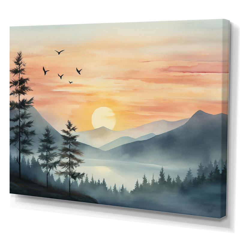 Afrique, Serengeti, coucher de soleil III, H 24 po x l 32 po, Toile tendue