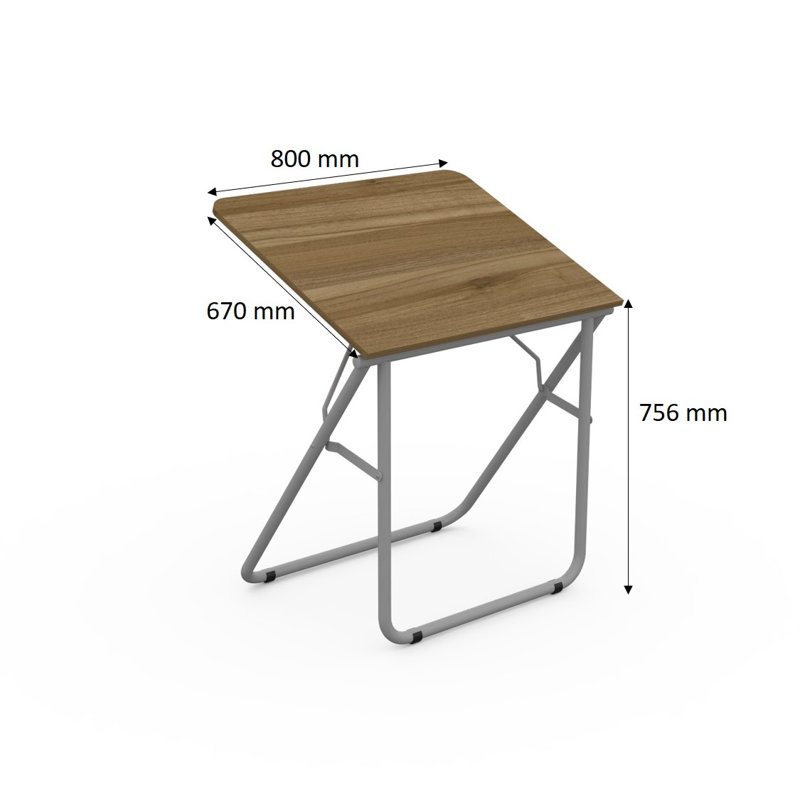 Brosen Metal Base Writing Desk, Grey, Walnut Troia
