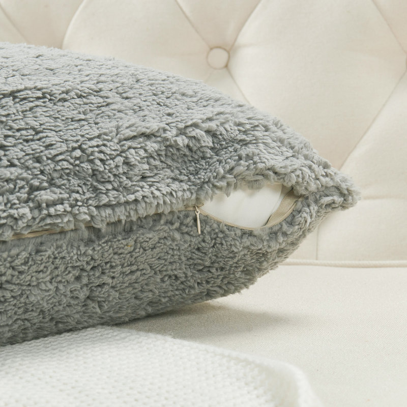 Ascent Sherpa Square Pillow Cover, Dark Grey