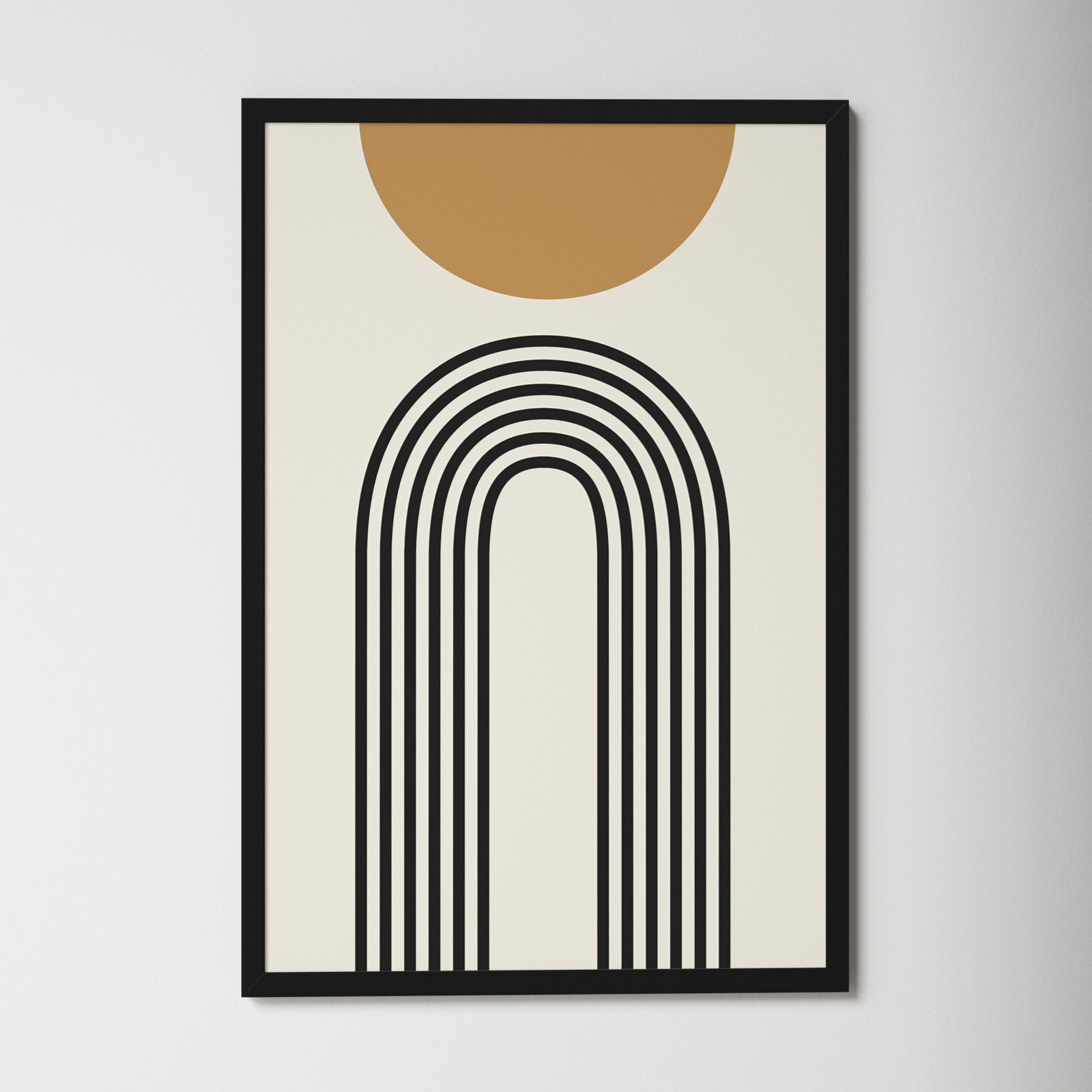 Retro Mountain Sunrise Print, Black, 34.25" H x 23.25" W x 0.88" D