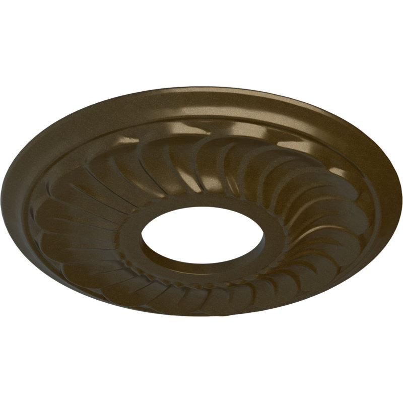 Endurathane Blackthorne Ceiling Medallion, 11 3/4"OD x 3 5/8"ID x 1"P (Fits Canopies up to 4 7/8"), Hand-Painted Brass Finish