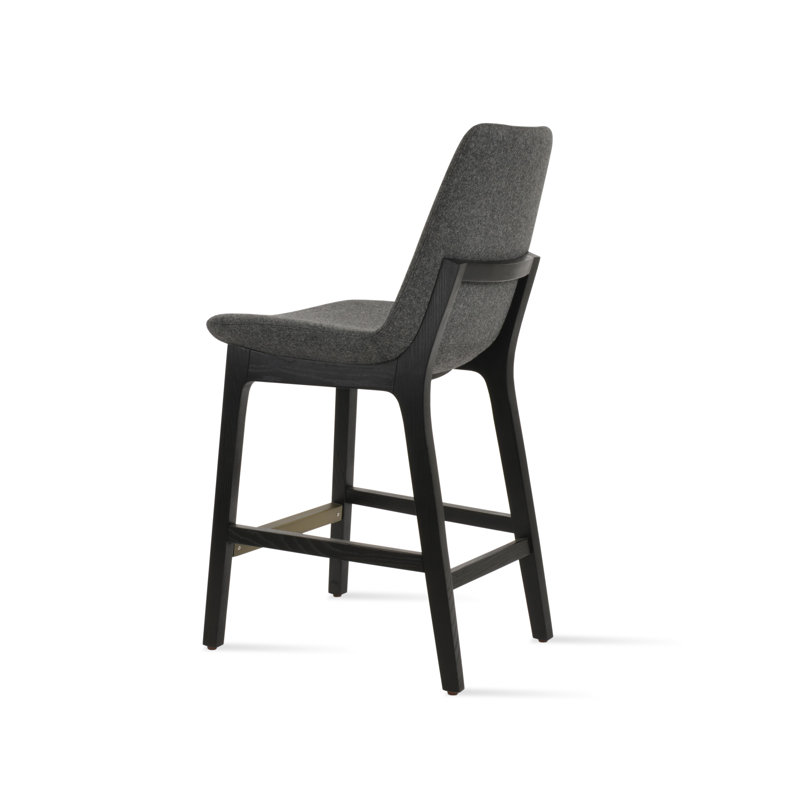 Eiffel Wood Stool, Dark Gray/Wool, Counter Stool  (24” Seat Height)