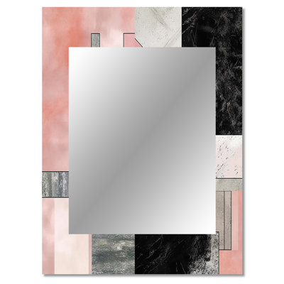 Marbre granit agate avec touches dorées XIII - miroir mural décoratif géométrique, grand miroir moderne, art imprimé en métal