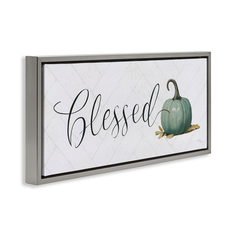 «Blessed with Pumpkin», art mural sur toile par Wellington Studio, H 14 po x l 31 po, Cadre flottant gris lustré