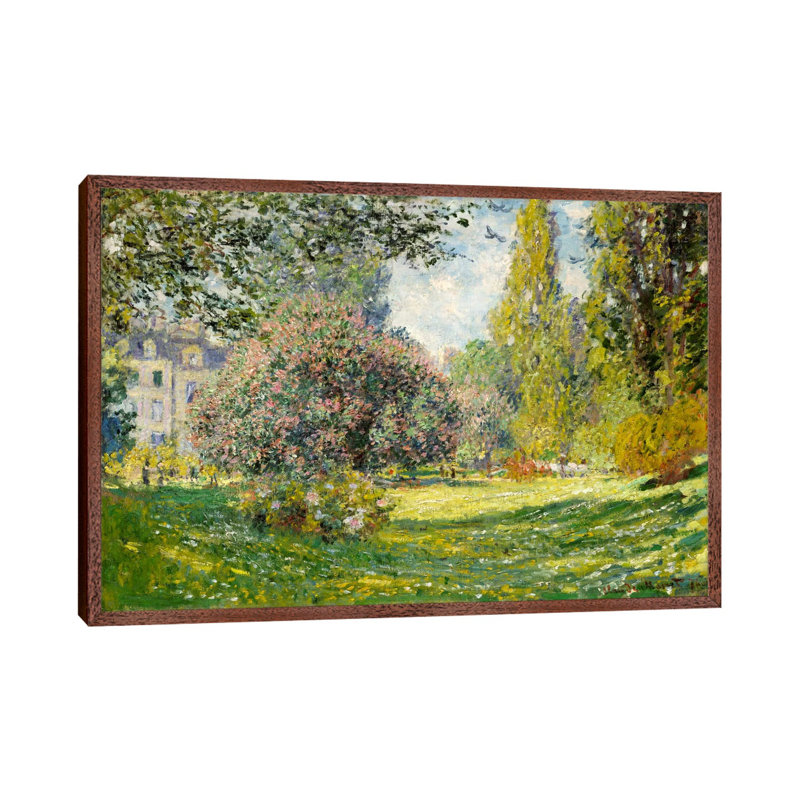 Landscape: The Parc Monceau by Claude Monet - Floater Frame Painting on Canvas, Brown