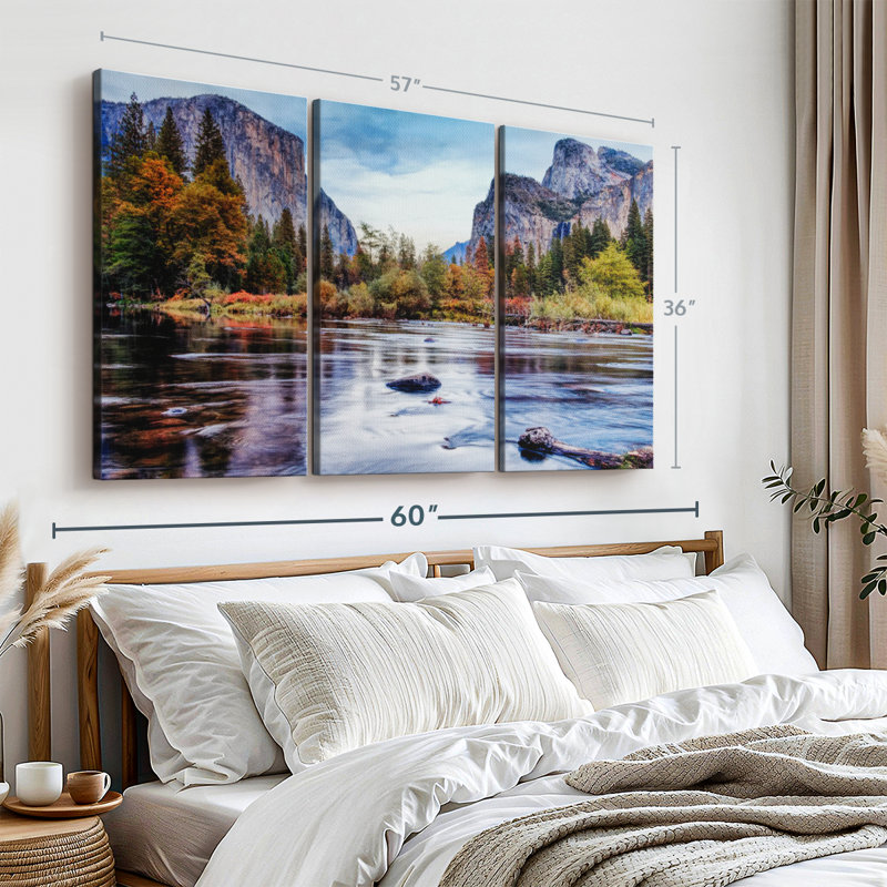 «Yosemite Autumn River», 3 pièces, H 36 po x l 57 po