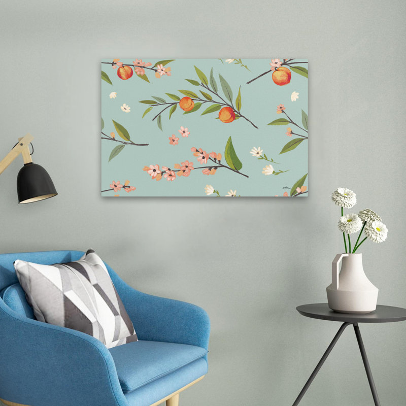 «Sweet Life Step 01 - Blossoms Blue Brown Buds Art», H 16 po x l 24 po