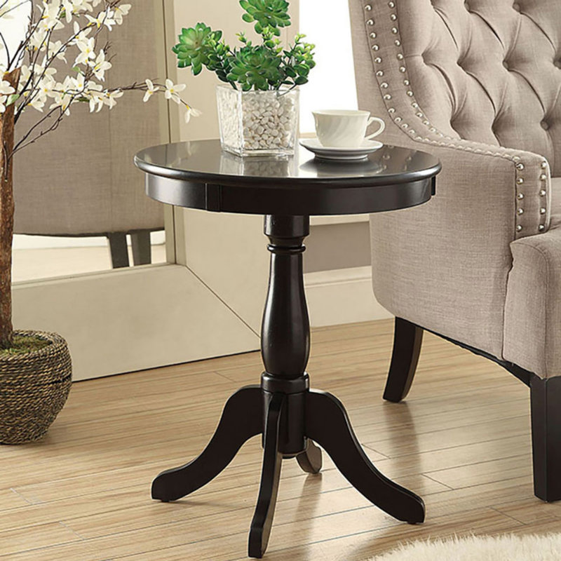 Table d'appoint noire avec piédestal tourné, Noir