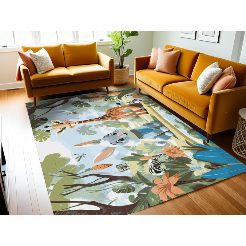 Tapis pour enfants mignons lavables Dakota Fields, Rectangulaire 2 pi x 3 pi
