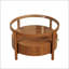 Table basse ronde à plateau en verre avec base en bois de noyer et tiroir caché pour le rangement de salon moderne