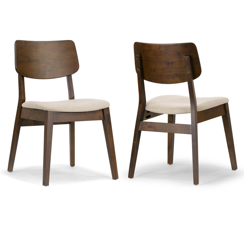 Baebel 18.7'' H Upholstered Side Chair, Walnut Frame with Beige Seat
