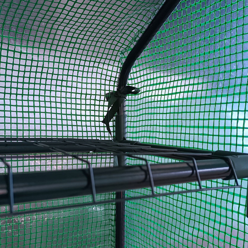 Walk-In Greenhouse For Outdoors With Roll-Up Zipper Door, 18 Shelves, PE Cover, 82.75" H x 95.25" W x 70.75" D, Green