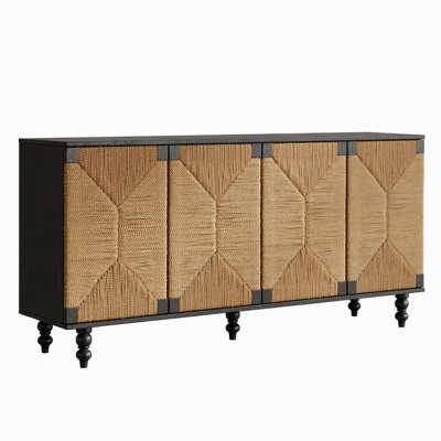 Buffet bahut en bois brossé et portes en ruppie maritime