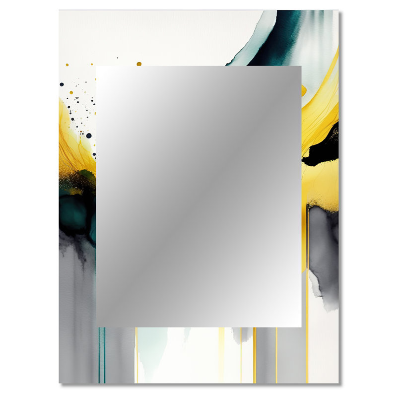 Abstract Transitional Shapes II - Abstract Shapes Decorative Wall Mirror, White Mirror, Printed Metal Art, 40" x 30"