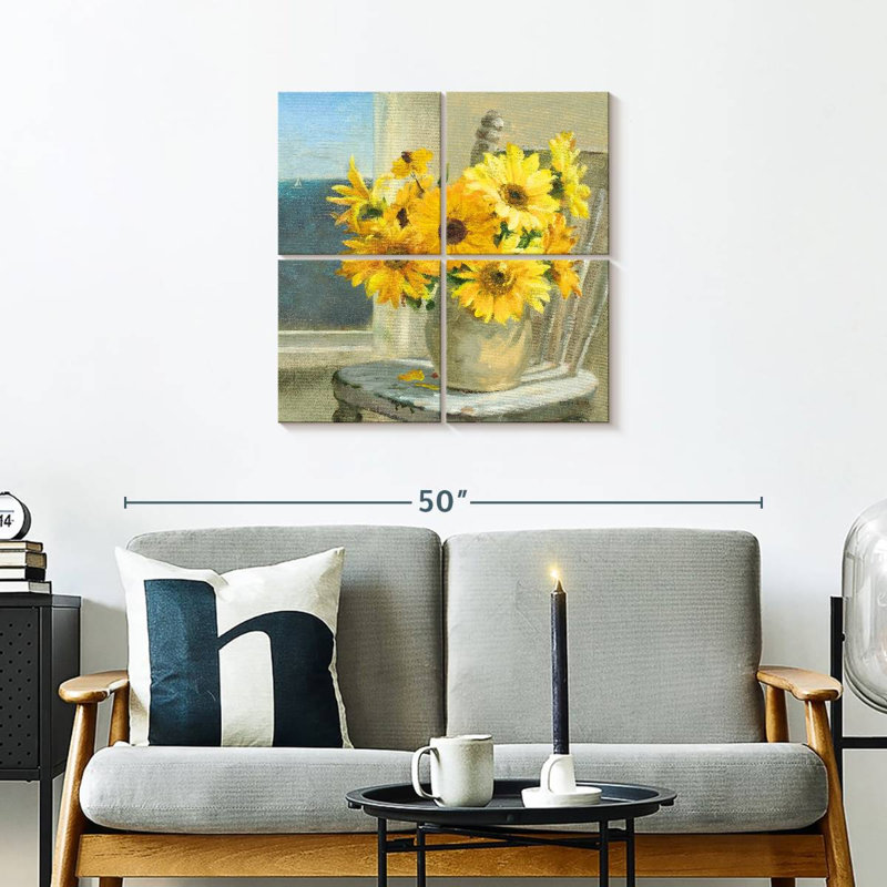 Harnek tournesols au bord de la mer, H 26 po x l 26 po