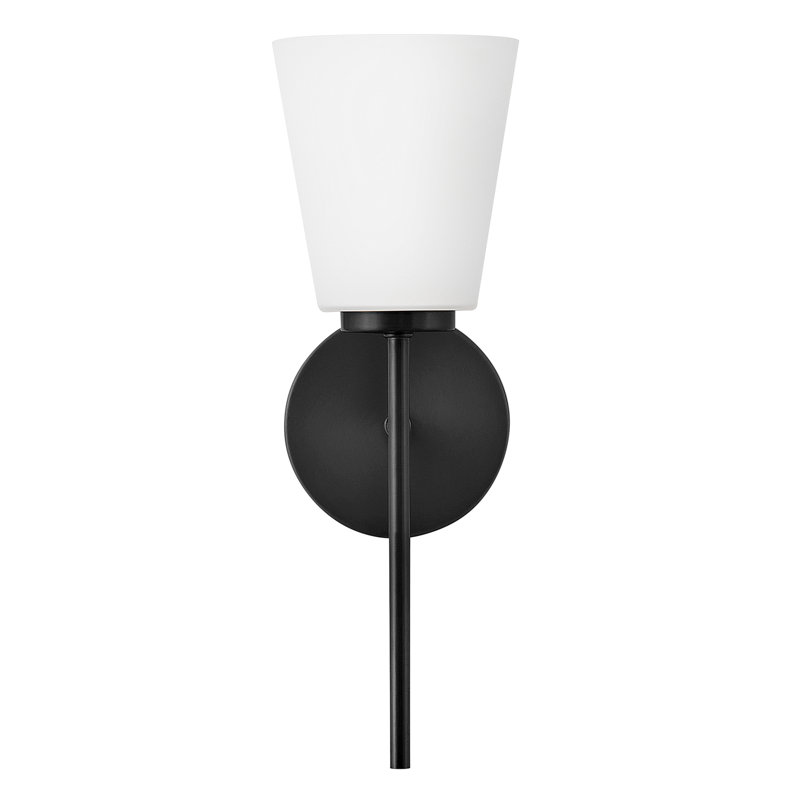 Black Etched Opal Glass Single Light Vanity Sconce
