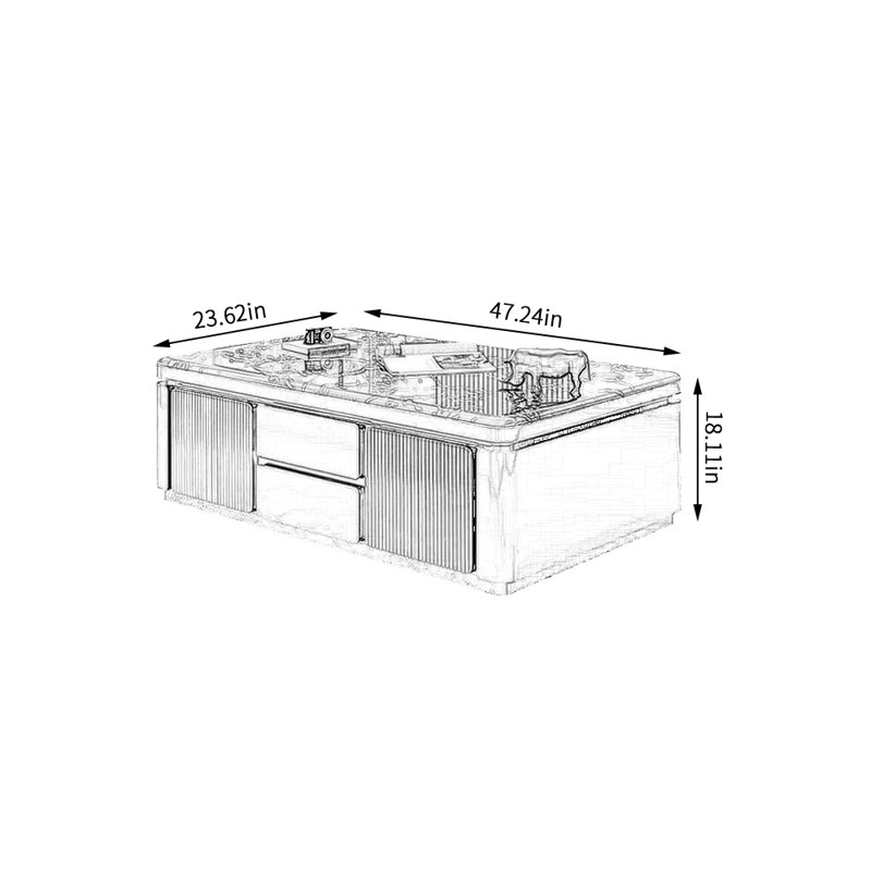 Table basse moderne et simple en marbre de luxe, H 18,11 po x L 47,24 po x l 23,62 po, Noir