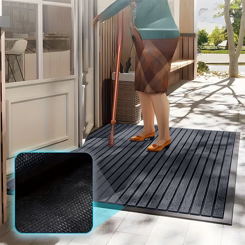 Non-Slip Indoor/Outdoor Hallway Kitchen Bedroom Rubber Door Mat, GREY, 80x300