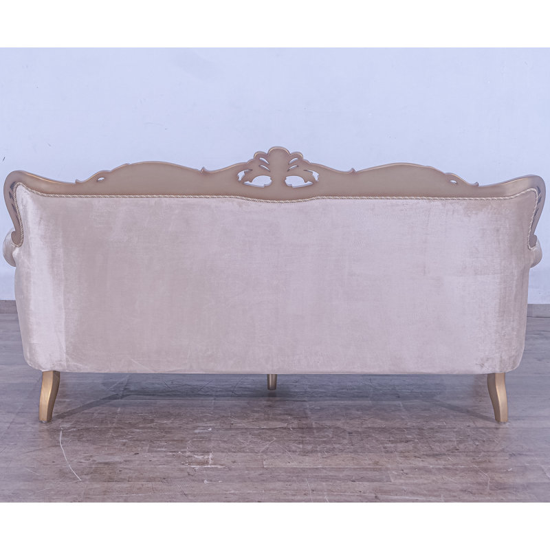 Sofa, Brown Linen Blend, Gold