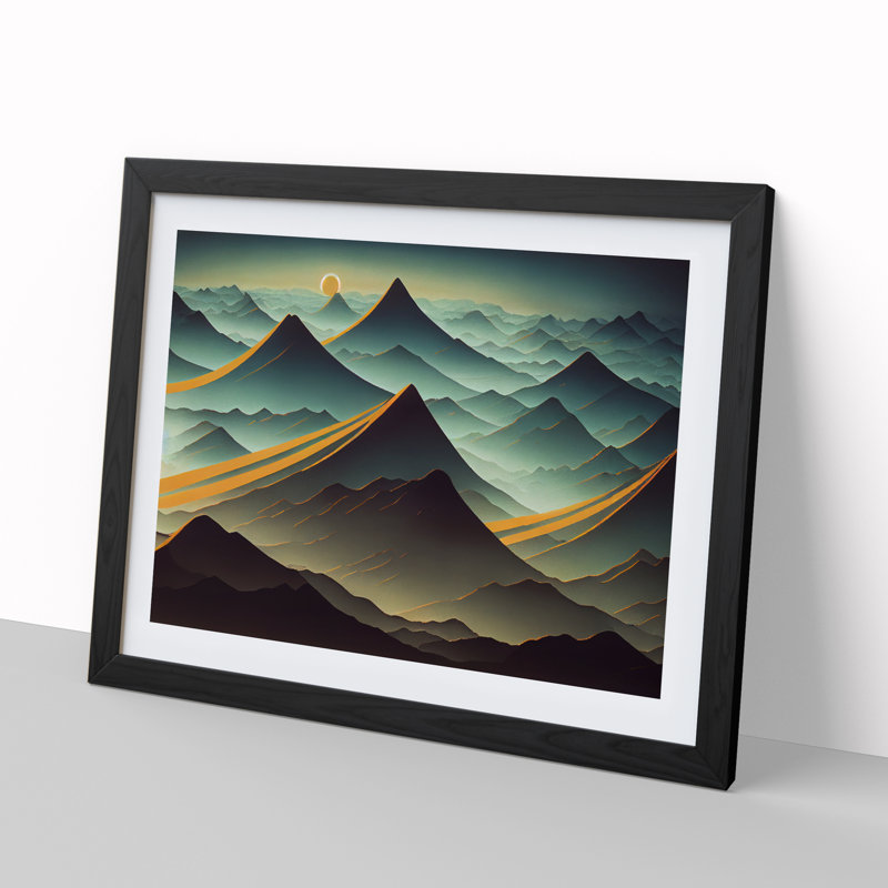 Mountain Sunrise - Single Picture Frame Print, Black Framed, 46cm H x 64cm W x 2cm D