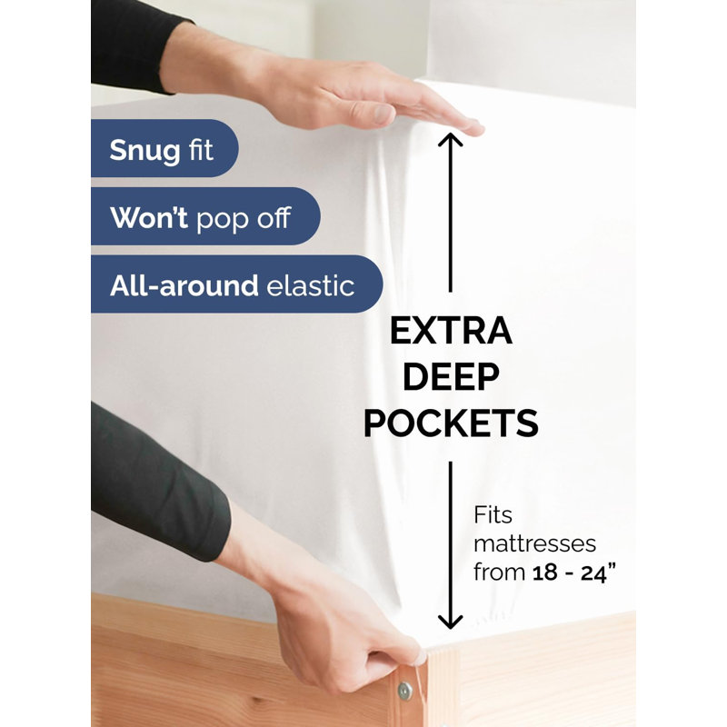 Extra Deep Pocket Sheet Set, Cooling & Breathable Bed Sheets, Soft Hotel Luxury Bedding, Fits 18–24 Inch Mattress