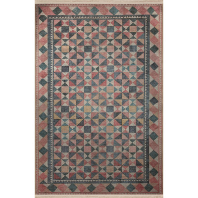 Tapis décoratif rétro multicolore à motifs géométriques mixtes