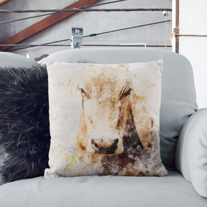 Portrait of a Cow Vol.1 Watercolour Scatter Cushion, 40cm H x 40cm W x 15cm D