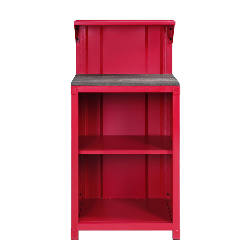 Bureau de réception rouge à 3 tablettes