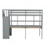Structure de lit mezzanine avec escalier de rangement, double bureau et tablettes-783489328