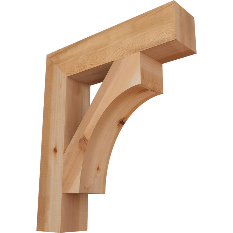 Westlake H W D Wood Bracket / Corbel, Western Red Cedar (Smooth), 32" H x 5.5" W x 28" D