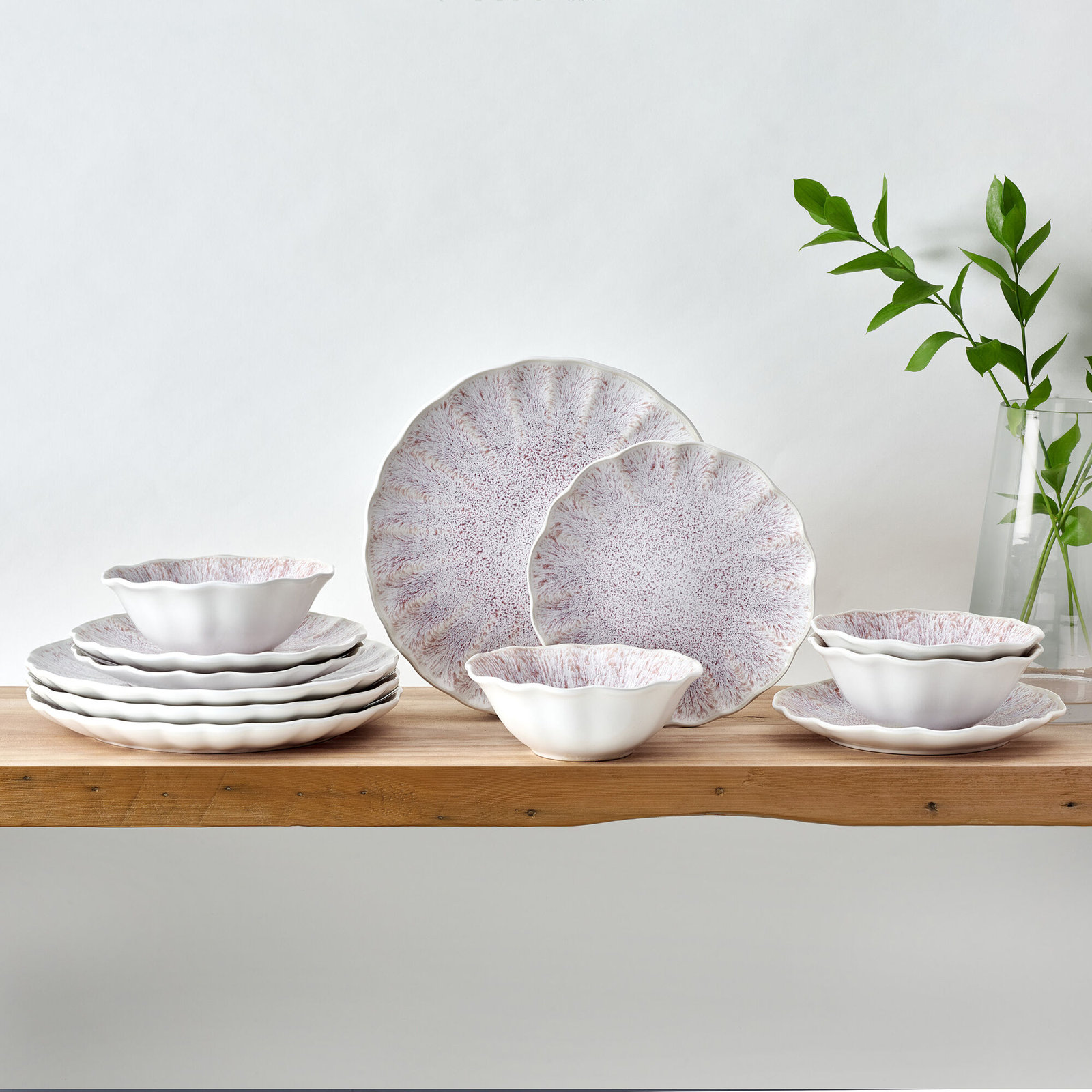 Mikasa Isla Pink 12-Piece Stoneware Dinnerware Set