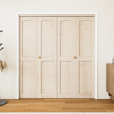 Porte pliante en pin massif non plié avec trousse d'installation