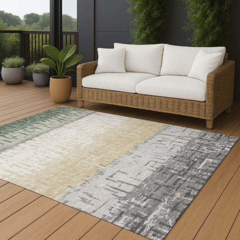 Machine Washable Indoor/Outdoor Chantille ACN2752 Striped Rug, Basil, 3' x 5'