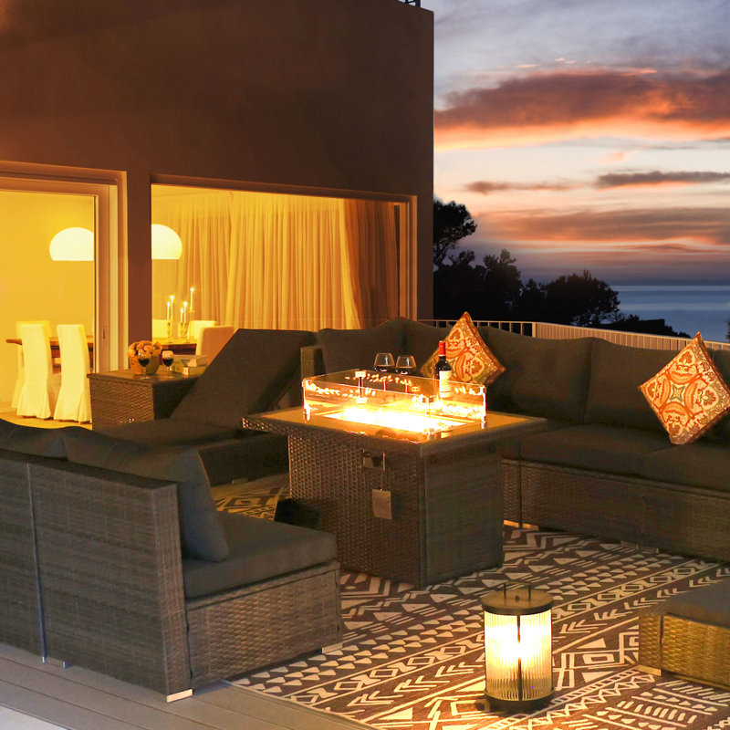 Jiquez 500 - Person Modular Patio Conversation Set with Cushions, Dark Gray