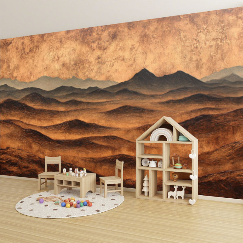 Papier peint adhésif auto-adhésif moderne pour la chambre à coucher Peel and Stick L 69 po x l 96 po avec dunes de sable peintes à la main